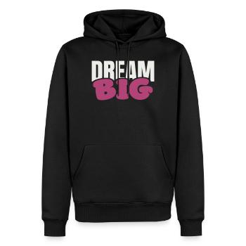 Typographie Rose Rêve Grosse Grasse - Sweat à capuche Premium bio Homme - noir - Devant - Nico (187cm)