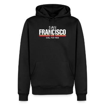 San Francisco, Californie, rétro - Sweat à capuche Premium bio Homme - noir - Devant - Nico (187cm)