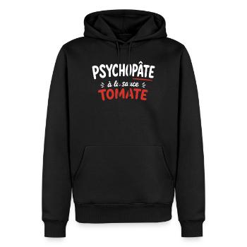 Psychopâte à la sauce tomate - Sweat à capuche Premium bio Homme - noir - Devant - Nico (187cm)