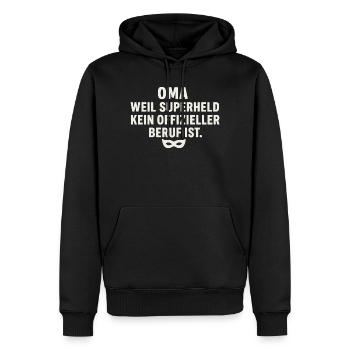 Oma: Weil Superheld kein offizieller Beruf ist - Männer Premium Bio Hoodie - Schwarz - Vorne - Nico (187cm)