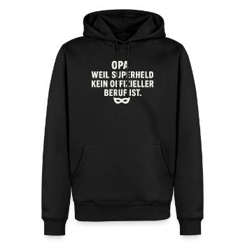 Opa: Weil Superheld kein offizieller Beruf ist - Männer Premium Bio Hoodie - Schwarz - Vorne - Nico (187cm)
