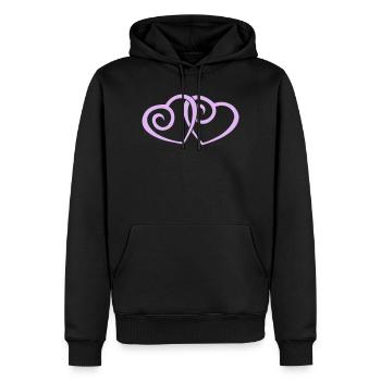 Double Hearts in Love Line Art - Men’s Premium Organic Hoodie - black - Front - Nico (187cm)