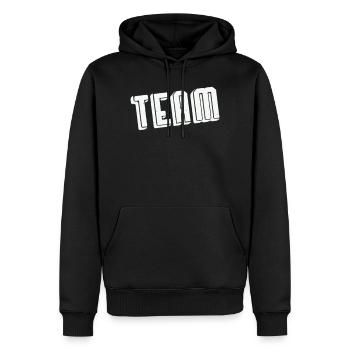 Team Spirit Bold Tinted Vintage Font - Men’s Premium Organic Hoodie - black - Front - Nico (187cm)