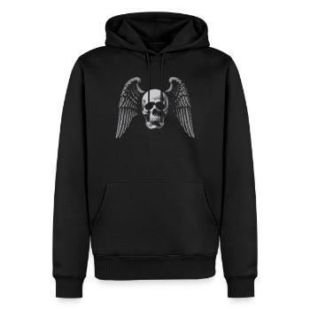 Winged Skull Gothic Emblem - Men’s Premium Organic Hoodie - black - Front - Nico (187cm)