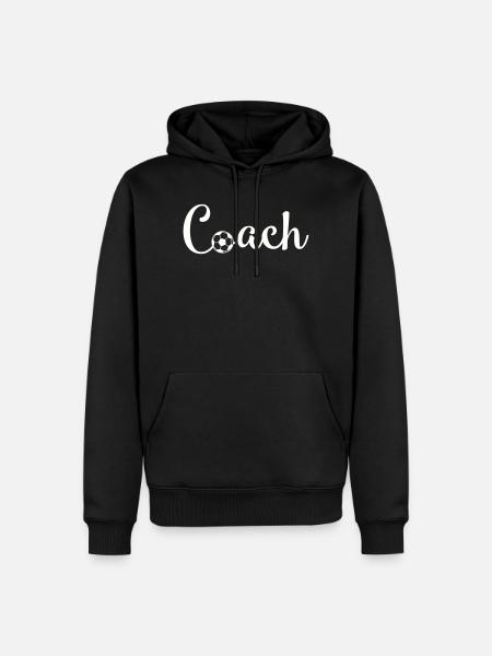 Coach Fußball Schriftlogo - Männer Premium Bio Hoodie - Schwarz