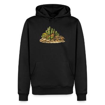 Cactus with Coyote - Men’s Premium Organic Hoodie - black - Front - Nico (187cm)