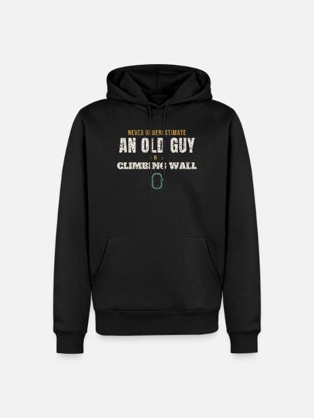 Old Guy On A Climbing Wall - Men’s Premium Organic Hoodie - black
