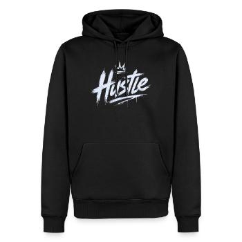 Hustle - streetwear - Sweat à capuche Premium bio Homme - noir - Devant - Nico (187cm)