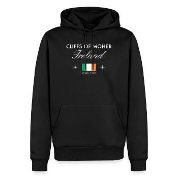 Cliffs of Moher Coordonnées Souvenir de voyage - Sweat à capuche Premium bio Homme - noir - Devant - Nico (187cm)