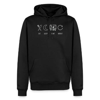 Mange, Dors, Imprime, Répète Imprime 3D Maker - Sweat à capuche Premium bio Homme - noir - Devant - Nico (187cm)