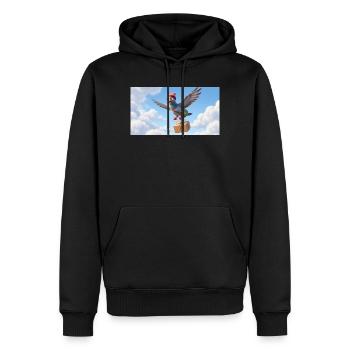 Un joli pigeon volant livrant un colis - Sweat à capuche Premium bio Homme - noir - Devant - Nico (187cm)