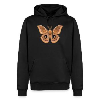 Polyphemus Moth Antheraea Polyphemus Style de dessin animé - Sweat à capuche Premium bio Homme - noir - Devant - Nico (187cm)