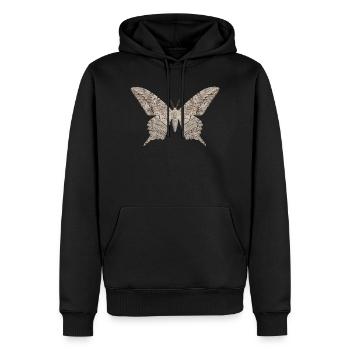 Papillon sorcier blanc Thysania agrippina - Sweat à capuche Premium bio Homme - noir - Devant - Nico (187cm)