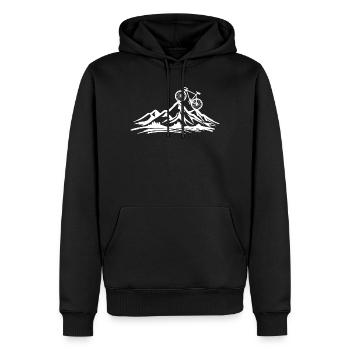 Bergbike Felslandschaft Silhouette - Männer Premium Bio Hoodie - Schwarz - Vorne - Nico (187cm)