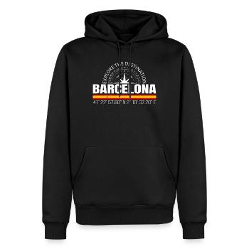 Barcelona - Männer Premium Bio Hoodie - Schwarz - Vorne - Nico (187cm)