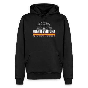Fuerteventura - Sweat à capuche Premium bio Homme - noir - Devant - Nico (187cm)