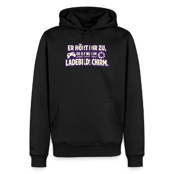 Er Hört Dir Zu Er Ist Nur Im Ladebildschirm - Männer Premium Bio Hoodie - Schwarz - Vorne - Nico (187cm)