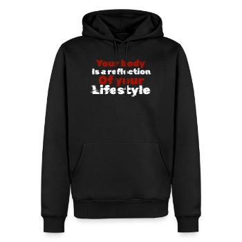 Reflet corporel de votre mode de vie - Sweat à capuche Premium bio Homme - noir - Devant - Nico (187cm)
