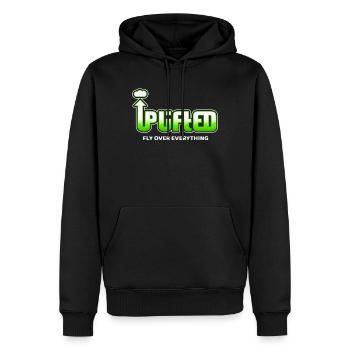 Élevé - Survolez tout - Sweat à capuche Premium bio Homme - noir - Devant - Nico (187cm)