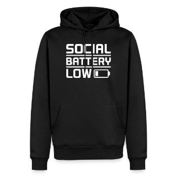 Social Battery Low Introvert Spruch Shirt - Männer Premium Bio Hoodie - Schwarz - Vorne - Nico (187cm)