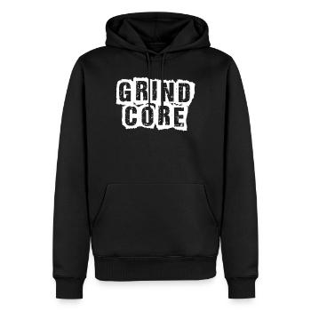 Grindcore Distressed Text - Männer Premium Bio Hoodie - Schwarz - Vorne - Nico (187cm)