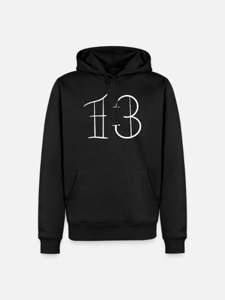 13_weiss - Männer Premium Bio Hoodie - Schwarz