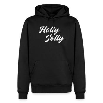 Holly Jolly Schriftzug - Männer Premium Bio Hoodie - Schwarz - Vorne - Nico (187cm)