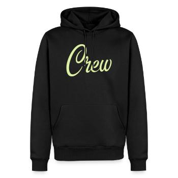 Crew Script Pastellgrün - Männer Premium Bio Hoodie - Schwarz - Vorne - Nico (187cm)