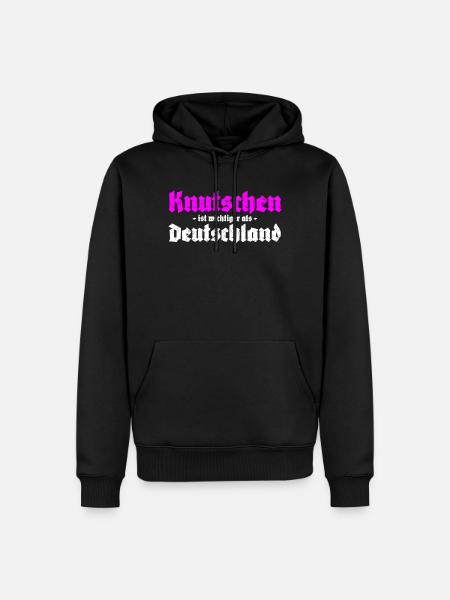 Knutschen ist wichtiger als Deutschland - Männer Premium Bio Hoodie - Schwarz