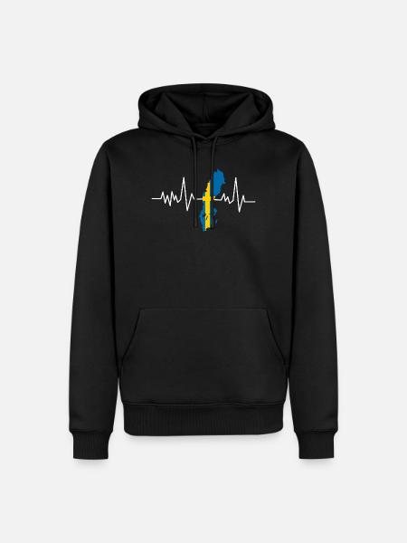 Schweden Herzschlag Flagge - Männer Premium Bio Hoodie - Schwarz