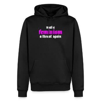 make feminism a threat again - Männer Premium Bio Hoodie - Schwarz - Vorne - Nico (187cm)