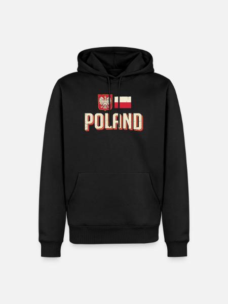 Polen Emblem Retro Flagge - Männer Premium Bio Hoodie - Schwarz