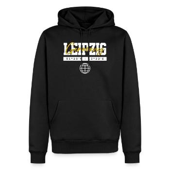 Leipzig Deutschland Koordinaten Reise Souvenir - Männer Premium Bio Hoodie - Schwarz - Vorne - Nico (187cm)