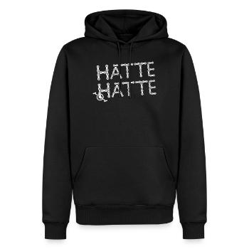 Hätte hätte Fahrradkette Spruch aus Kettengliedern - Männer Premium Bio Hoodie - Schwarz - Vorne - Nico (187cm)
