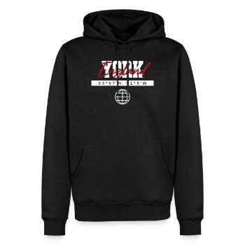York England Koordinaten Reise Souvenir - Männer Premium Bio Hoodie - Schwarz - Vorne - Nico (187cm)
