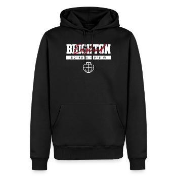 Brighton England Koordinaten Reise Souvenir - Männer Premium Bio Hoodie - Schwarz - Vorne - Nico (187cm)