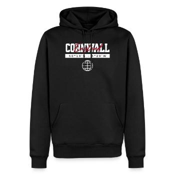 Cornwall England Koordinaten Reise Souvenir - Männer Premium Bio Hoodie - Schwarz - Vorne - Nico (187cm)