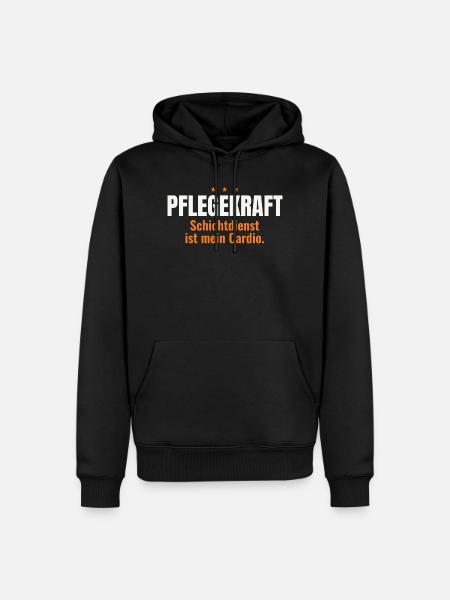 Pflegekraft – Schichtdienst ist mein Cardio - Männer Premium Bio Hoodie - Schwarz