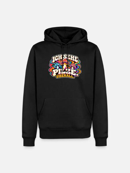 Ich Sehe Pilze Überall - Männer Premium Bio Hoodie - Schwarz