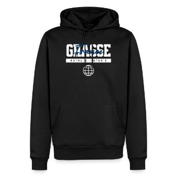 Grasse Frankreich Koordinaten Reise Souvenir - Männer Premium Bio Hoodie - Schwarz - Vorne - Nico (187cm)