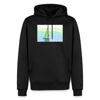 Stift auf pastellfarbener Oberfläche - Männer Premium Bio Hoodie - Schwarz - Vorne - Nico (187cm)