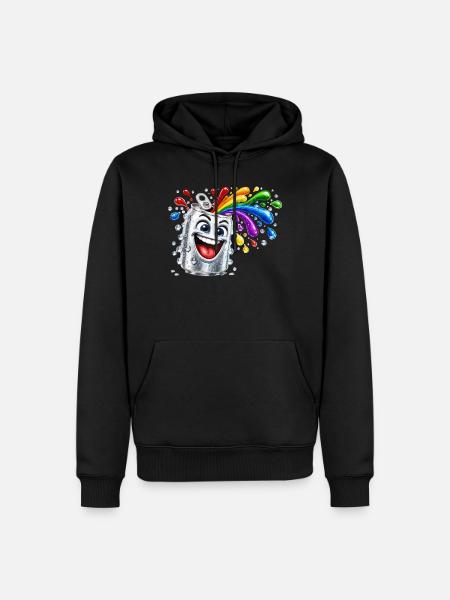 Fröhliche Farbdusche aus Dose - Männer Premium Bio Hoodie - Schwarz