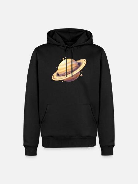 Saturn Farbplanet Illustration - Männer Premium Bio Hoodie - Schwarz