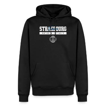 Straßburg Frankreich Koordinaten Reise Souvenir - Männer Premium Bio Hoodie - Schwarz - Vorne - Nico (187cm)