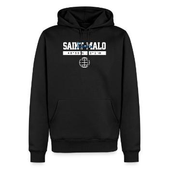 Saint-Malo Frankreich Koordinaten Reise Souvenir - Männer Premium Bio Hoodie - Schwarz - Vorne - Nico (187cm)