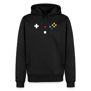 Retro Controller - Männer Premium Bio Hoodie - Schwarz - Vorne - Nico (187cm)