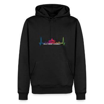 cowboy herzschlag- Cowboy Western Texas - Männer Premium Bio Hoodie - Schwarz - Vorne - Nico (187cm)