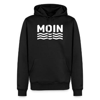 MOIN - Nordsee Norddeutschland Design mit Wellen - Männer Premium Bio Hoodie - Schwarz - Vorne - Nico (187cm)
