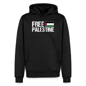 Libertà Palestina Libera Palestina Palestinese - Felpa con cappuccio ecologica premium da uomo - nero - Fronte - Nico (187cm)