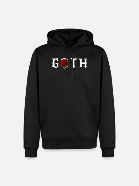 Gothic, Gothic-Thema mit roter Rose - Männer Premium Bio Hoodie - Schwarz